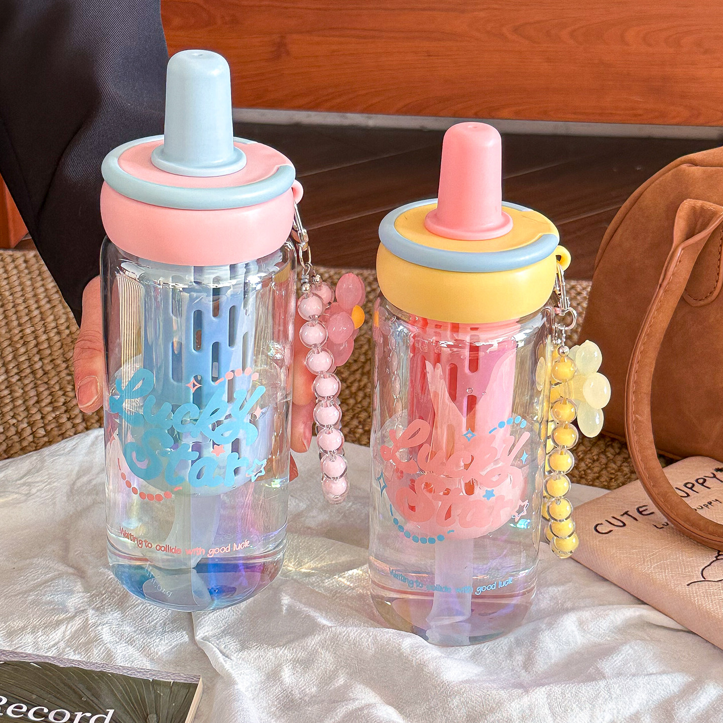 夏季玻璃杯女生高颜值精致吸管杯2026新款耐高温茶水分离泡茶杯子,餐饮具,玻璃杯,淘宝优惠券,粉丝福利购,淘宝优惠卷