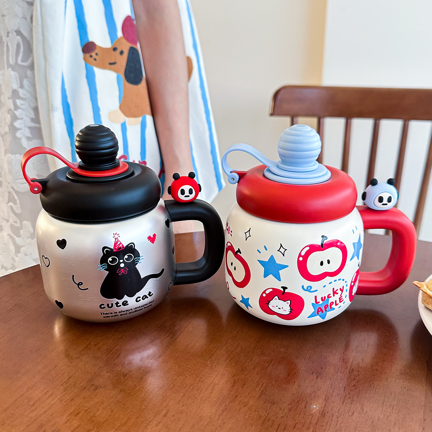 可爱大肚保温杯女生高颜值茶水分离吸管杯316不锈钢桌面吨吨水杯,餐饮具,保冷/保温杯,淘宝优惠券,粉丝福利购,淘宝优惠卷