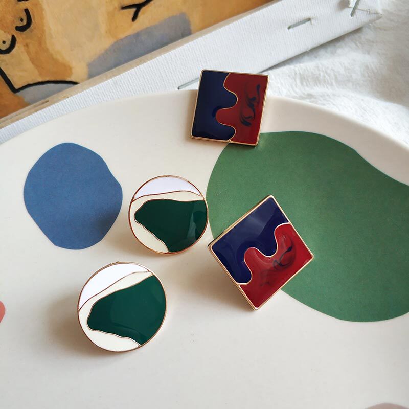 Ono not see Two-sided emotion Drip Color matching Bright surface Graffiti Earrings Korean Edition A small minority Sense of design Box Ear Studsin the Accessories/Fashion Jewelry, Earring , Earring  category - from Buy2taobao.com to provide professional Taobao agent buy service