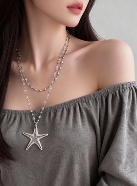 创意别针星星项链小众独特设计海星吊坠锁骨链甜酷个性百搭项饰潮