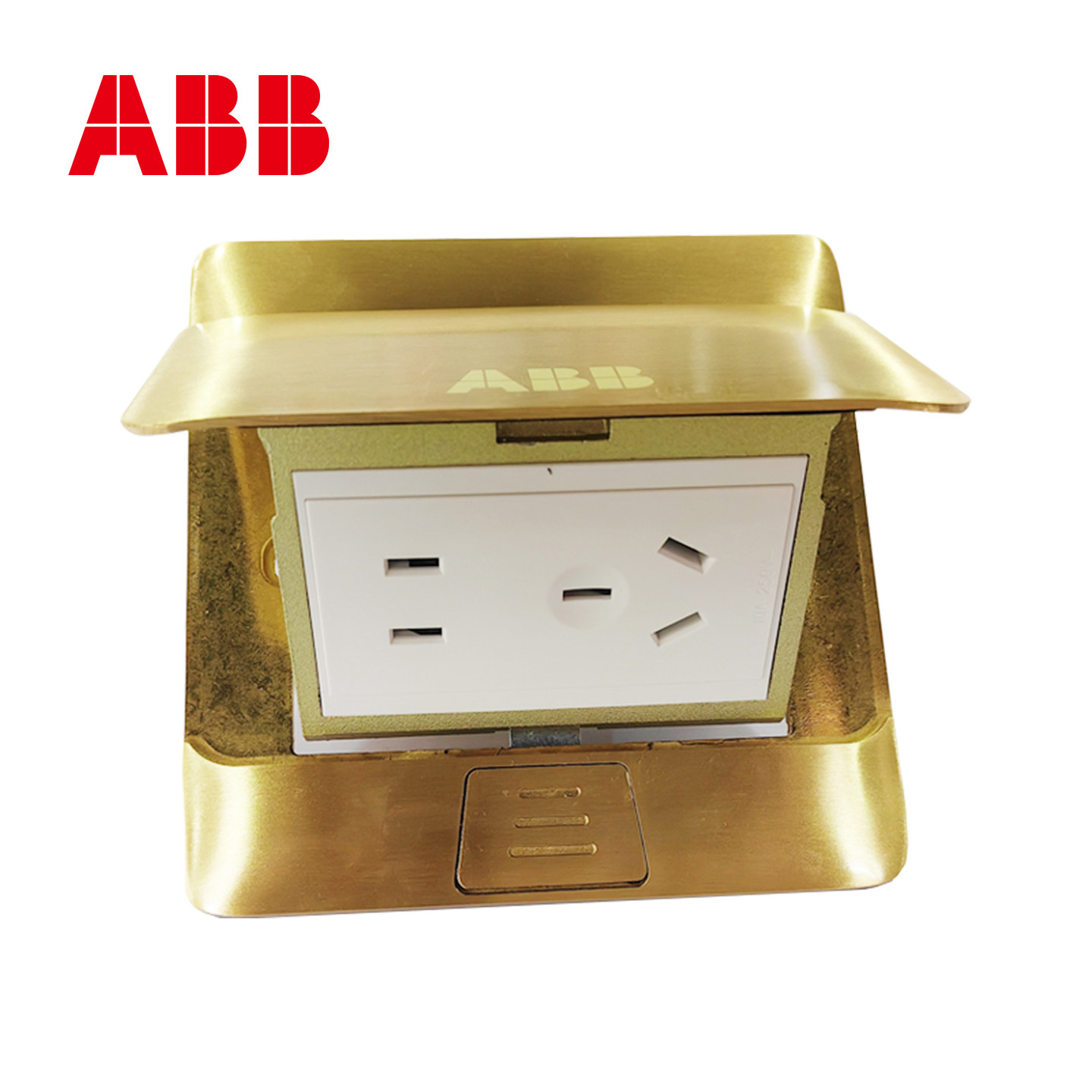 ABB地插带阻尼不锈钢五孔AU525D-BS不含底盒AF525D五孔10A铜地插