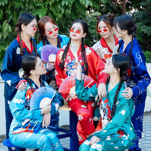 聚会姐妹装 国风婚礼晨袍女新娘伴娘团冰丝绸睡衣国潮红色夏季 薄款