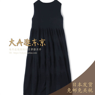 限时 大A逛东京Edition日本代购 圆领无袖收腰百褶连衣裙日制