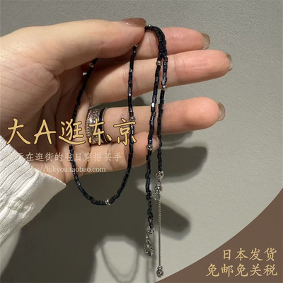 店主自留大A逛东京日本代购 时髦百搭黑色串珠银珠项链