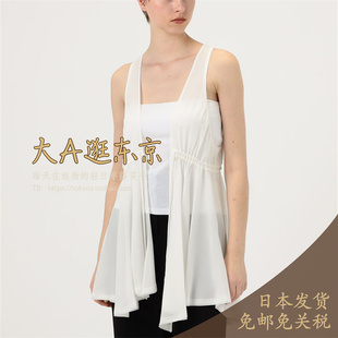 衬衫 5折大A逛东京Edition日本代购 真丝乔其纱荷叶边无袖