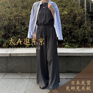 26春夏3月中大A逛东京qualite日本代购 混人造丝无袖收腰连体裤