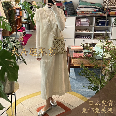 亚麻V领蕾丝花边连衣裙2色