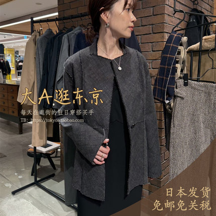 VIP6折大A逛东京Bacca日本代购 人字纹花呢无领西装夹克外套