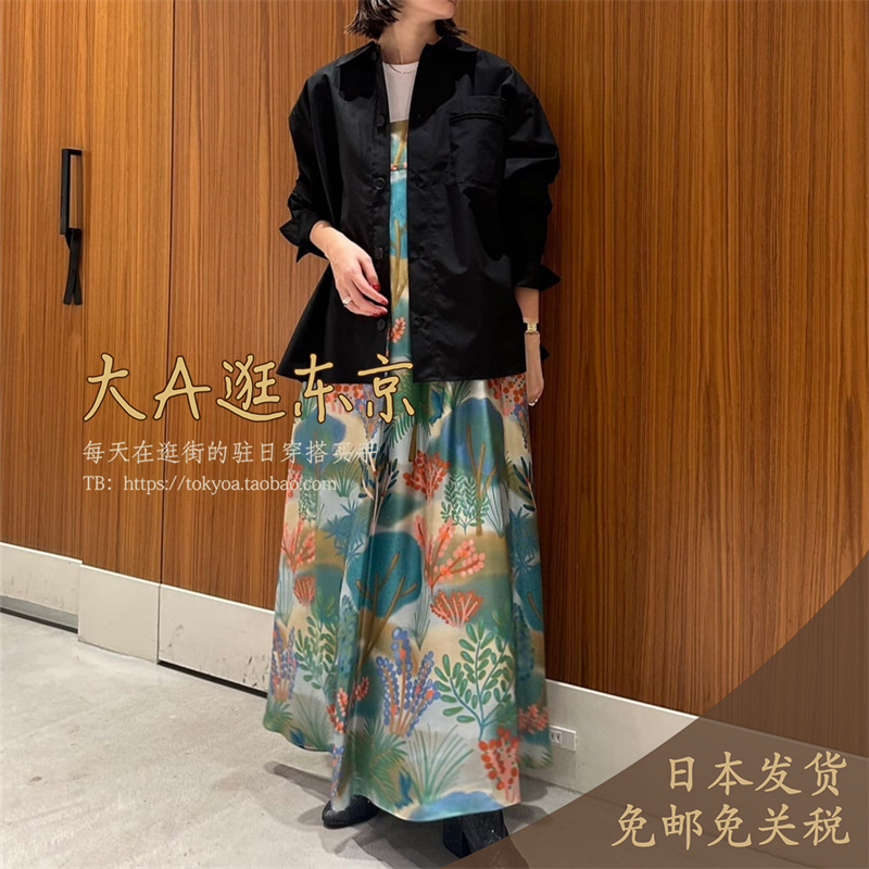 真丝斜纹布印花长连衣裙