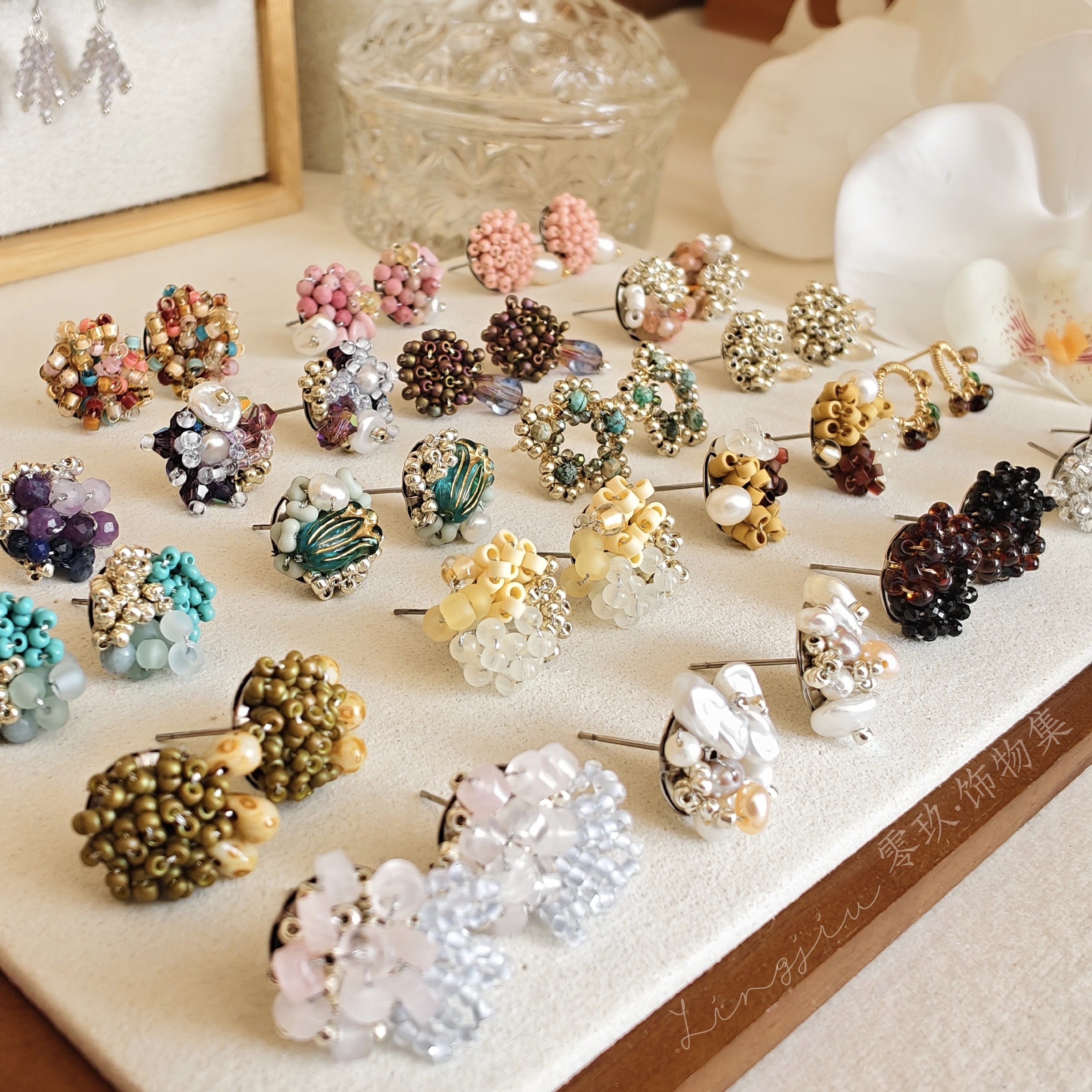 零玖饰物集少量孤品原创设计彩色串珠耳环女小众设计复古耳钉耳饰,饰品/流行首饰/时尚饰品新,耳环,淘宝优惠券,粉丝福利购,淘宝优惠卷