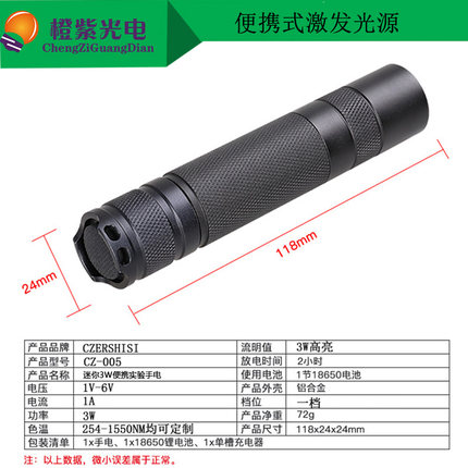 led大功率785 808NM 980 1064 850 940红外手电荧光激发光实验20W