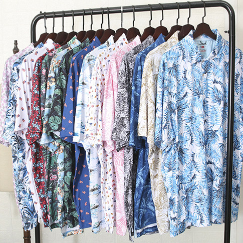 外贸加肥加大码男翻领宽松印花短袖休闲透气T恤6