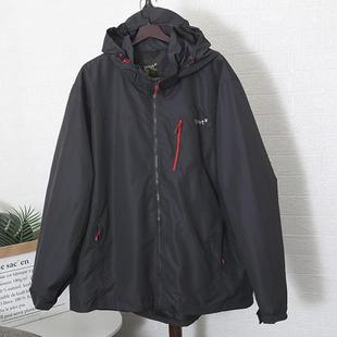 大码新款春秋加肥加大码宽松肥佬开衫连帽冲锋衣外套N