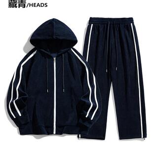 外贸男士肥加大码运动宽松休闲胖子宽松夹克外套套装1