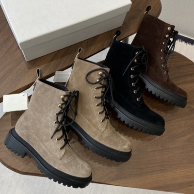 欧美BC复古串珠链厚底增高马丁靴