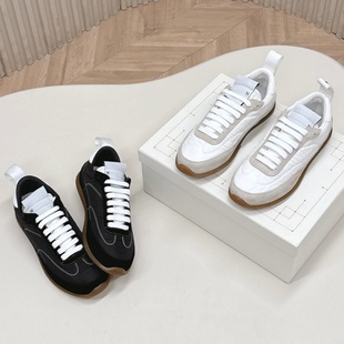 平底板鞋 复古风格 运动休闲小白鞋 圆头真皮时尚 美学女士尼龙德训鞋