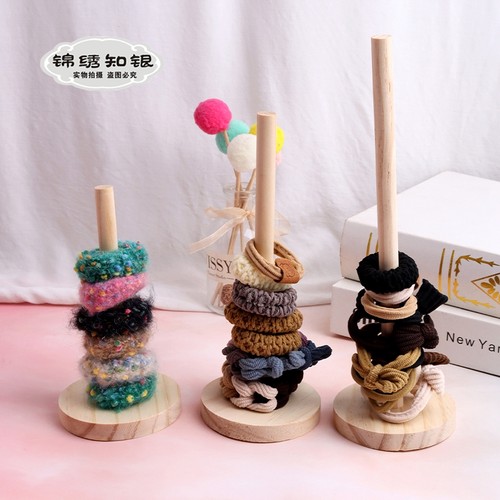 发圈头饰头绳首饰展示架原木立柱小中大号陈列道具收纳木架子