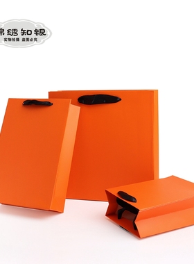 包装袋珠宝首饰文玩收纳袋子橙色净面纯色丝带手提袋礼品袋购物袋