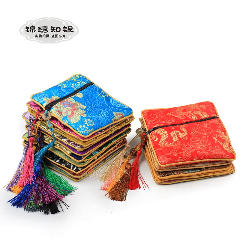 随机四方拉链包佛珠定做首饰袋