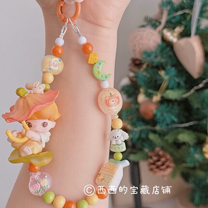 原创泡泡星期八改娃可爱少女手机链钥匙扣包挂饰品闺蜜礼物挂件
