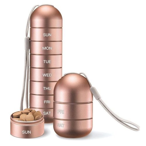 金属药盒一周7天便携分装密封急救收纳盒防潮旅行小药瓶金属随身