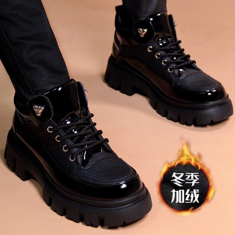 新款男士休闲皮鞋青年英伦商务厚底男鞋时尚百搭支持密文下单