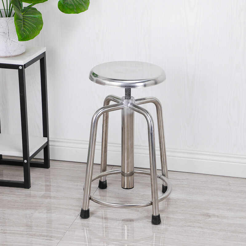 加厚不锈钢凳子带靠背可升降旋转实验室圆凳工厂车间工作高脚椅子