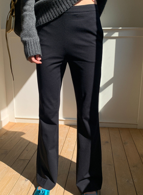 Softruler断码清仓加绒运动面料黑色喇叭裤 「保温系列」韩国面料