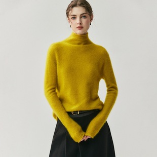 打底上衣 套头针织毛衣高领女装 轻盈细腻真丝羊绒衫 女2025秋冬新款