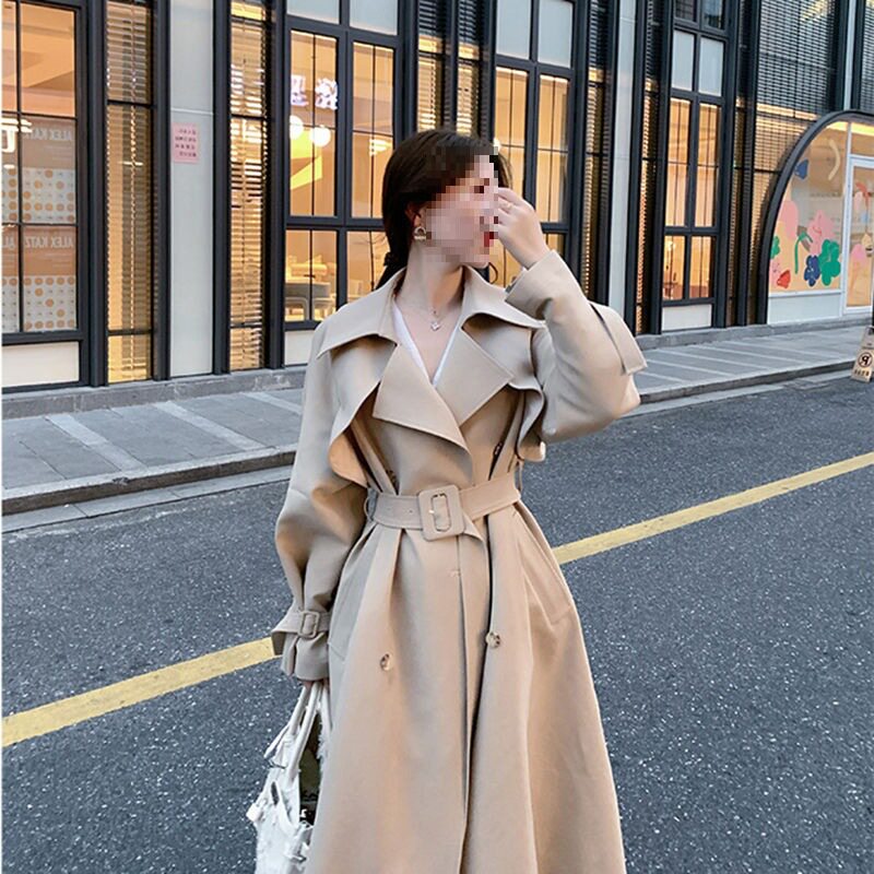 中长款风衣女春秋季新款韩版英伦抖音网红小个子大衣外套
