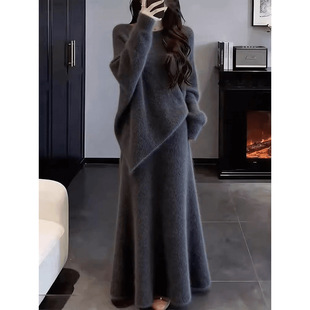 温柔慵懒风毛衣半身裙两件套女秋冬氛围感气质显瘦套装长袖套装