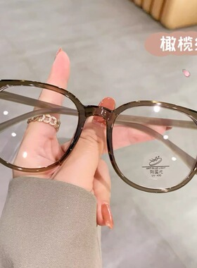 保罗雷朋官网韩系超轻素颜防蓝光眼镜框女大框网红冷茶色眼镜大脸