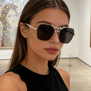 保罗雷朋官网墨镜女高级感防紫外线高档墨镜镶钻双梁气质走秀街拍