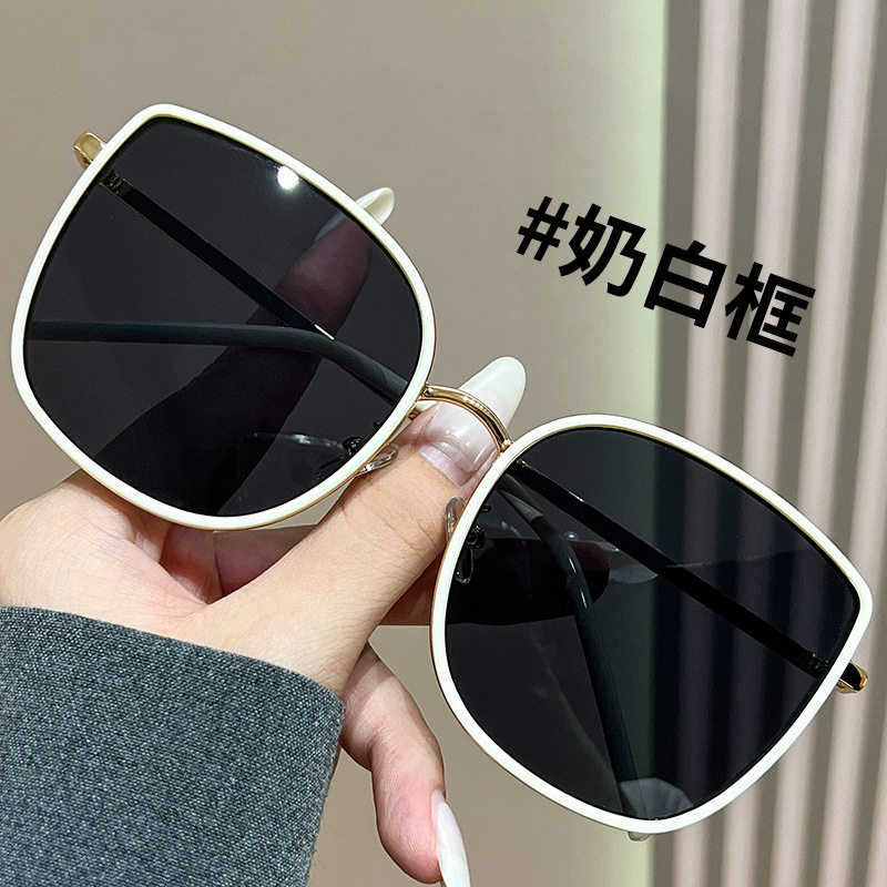保罗雷朋官网周雨彤同款白框墨镜女2024新款大框太阳眼镜夏防紫外