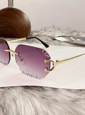 保罗雷朋官网2025秋季新款太阳镜欧美奢华方形无框墨镜裂纹设计感