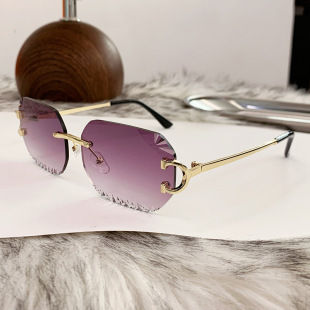 保罗雷朋官网2025秋季 太阳镜欧美奢华方形无框墨镜裂纹设计感 新款