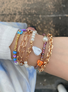 HUAIZHU◆彩色米珠手链5条叠戴