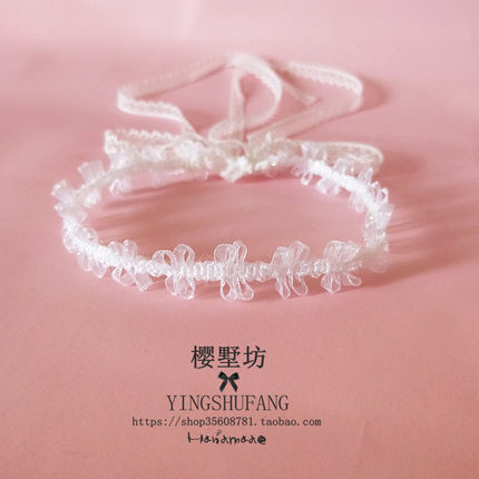 超仙白色choker少女心蕾丝蝴蝶结系带无扣颈带锁骨链颈链脖子饰品