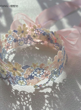 超仙粉色飘带蝴蝶结项链兔子项圈