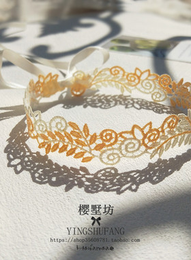 超仙气渐变蕾丝花朵颈带
