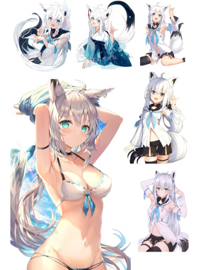 vtuber白上吹雪小狐狸awsl二次元hololive周边汽车手机行李箱贴纸