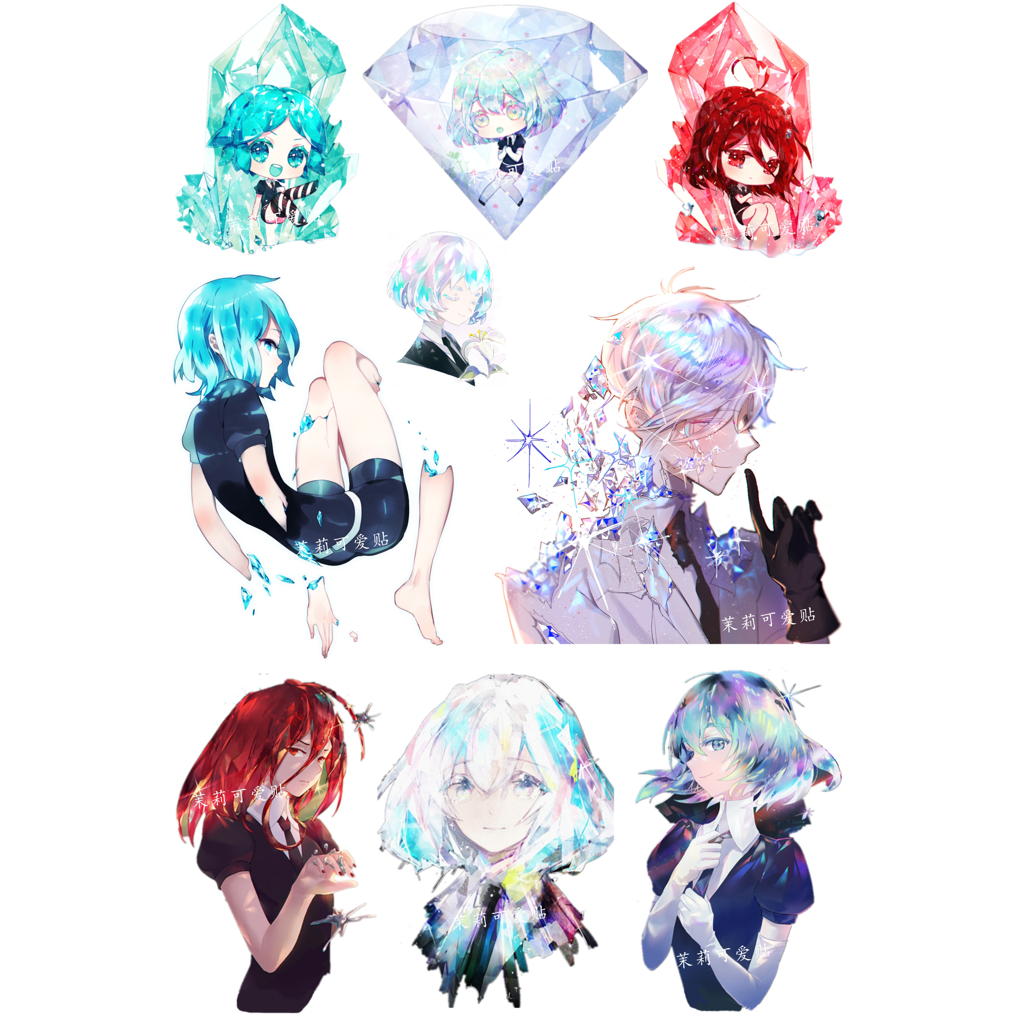 宝石之国周边磷叶石钻石笔记本电脑手机行李箱旅行箱拉杆箱贴纸