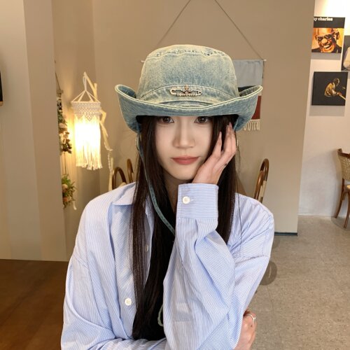 复古西部牛仔帽大帽檐显脸小帽子