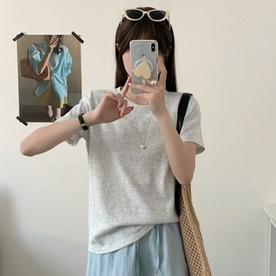 夏季 涼麻感200克高貨雪花棉 正肩T恤女彩色 短袖 純棉外貿(mào) 2025新款