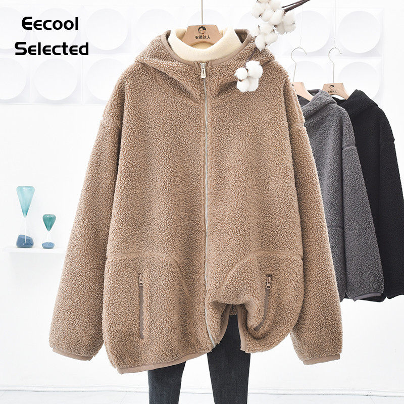 中长款保暖羊羔绒咖色复古毛毛绒