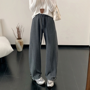 超柔糯米年糕裤~抽绳两穿~加绒冬季阔腿裤束脚卫裤女弯刀裤香蕉裤
