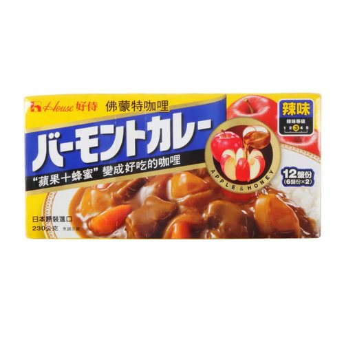 (4香港进口顺丰)好侍佛蒙特咖喱辣味230g苹果蜂蜜代式货版购HOUSE