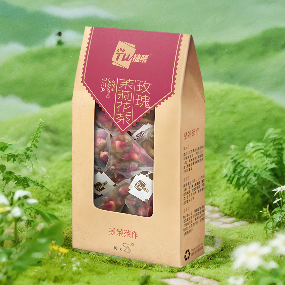 (7香港进口顺丰)捷荣玫瑰茉莉花原叶茶10包TW代式货版购TSITWING