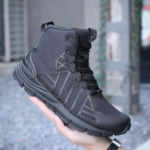 君洛克蜘蛛V底通勤鞋 耐磨中帮户外战术靴R26002 男透气防滑登山鞋