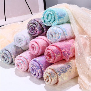 3MM亮片布料面料加密网纱乱片婚庆装饰拍摄背景礼服舞台服装面料